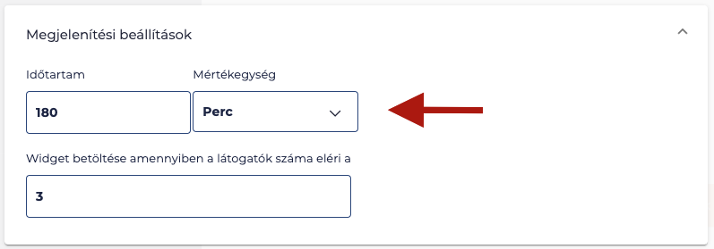 Időtartam beállítás Időtartam beállítás