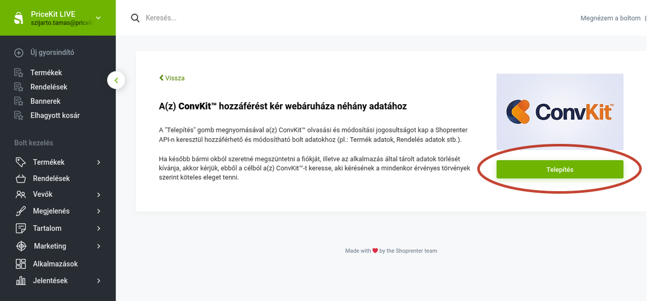 Shoprenter telepítés Shoprenter telepítés