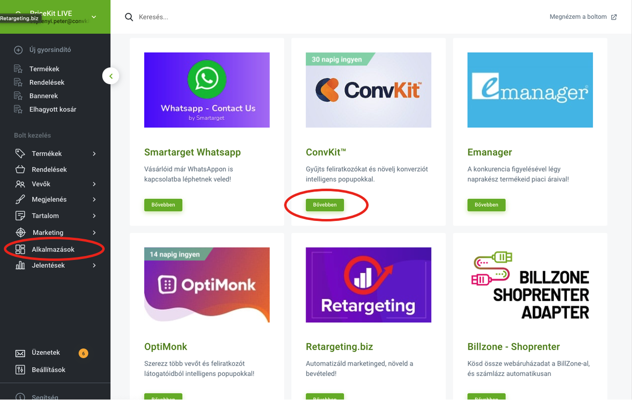 ShopRenter alkalmazások lista ShopRenter alkalmazások lista