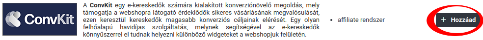 Unas convkit hozzáadás gomb Unas convkit hozzáadás gomb