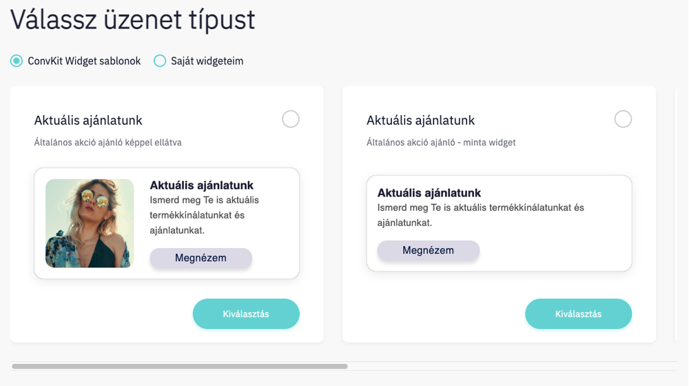 Widget szerkesztés #1 Widget választás