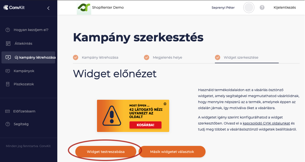 Widget testreszabás Widget testreszabás