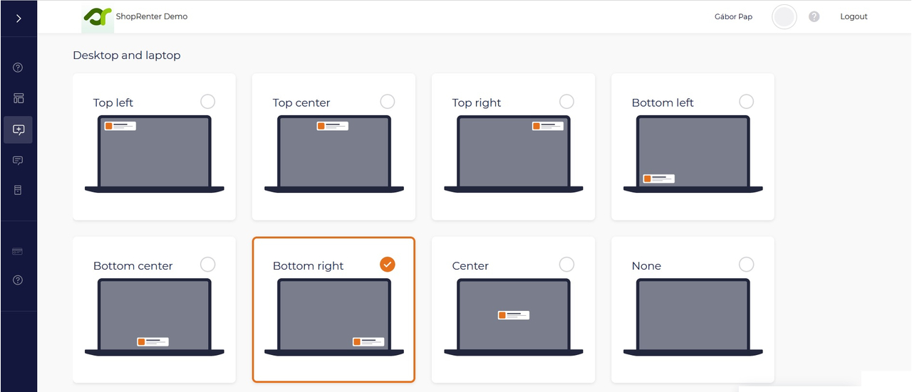 Desktop positions Desktop positions