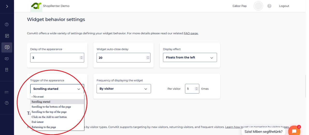 Trigger of the appearance Trigger of the appearance
