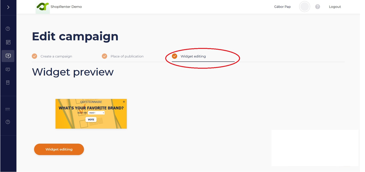 Widget editing Widget editing