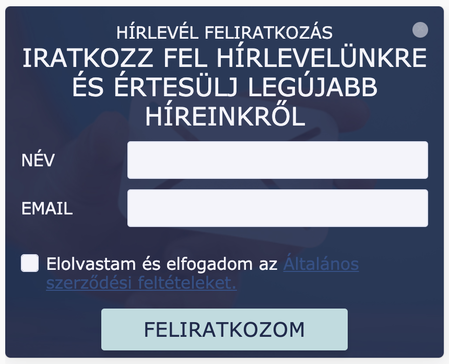 Hírlevél feliratkozás Hírlevél feliratkozás